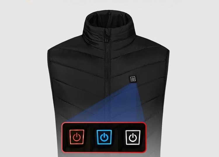 Verwarmde bodywarmer met opstaande kraag, rits en knop op de borst - beeld 3