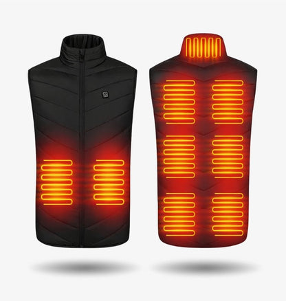 Verwarmde bodywarmer met opstaande kraag, rits en knop op de borst - beeld 4