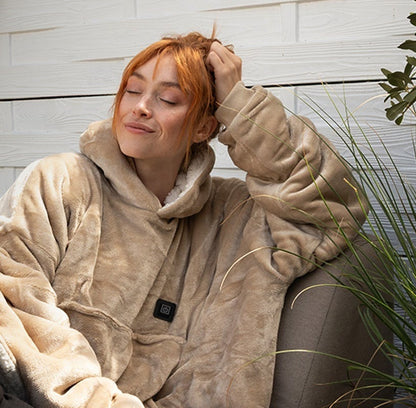 Verwarmde oversized hoodie met capuchon en aan/uit-knop op de borst - beeld 4