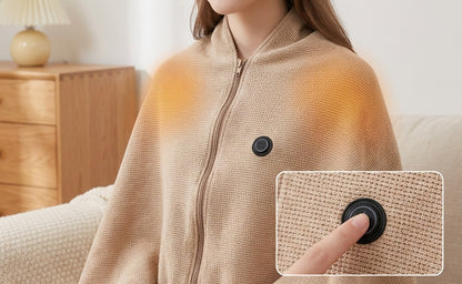 Verwarmde omslagdeken als cape met USB en drie warmtestanden - beeld 3