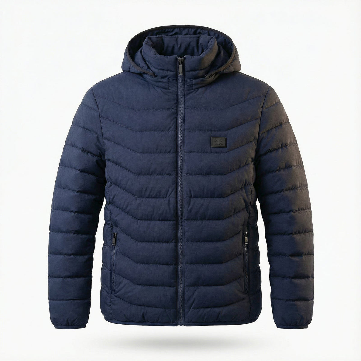 Verwarmde pufferjas met capuchon voor dames en heren - donkerblauw