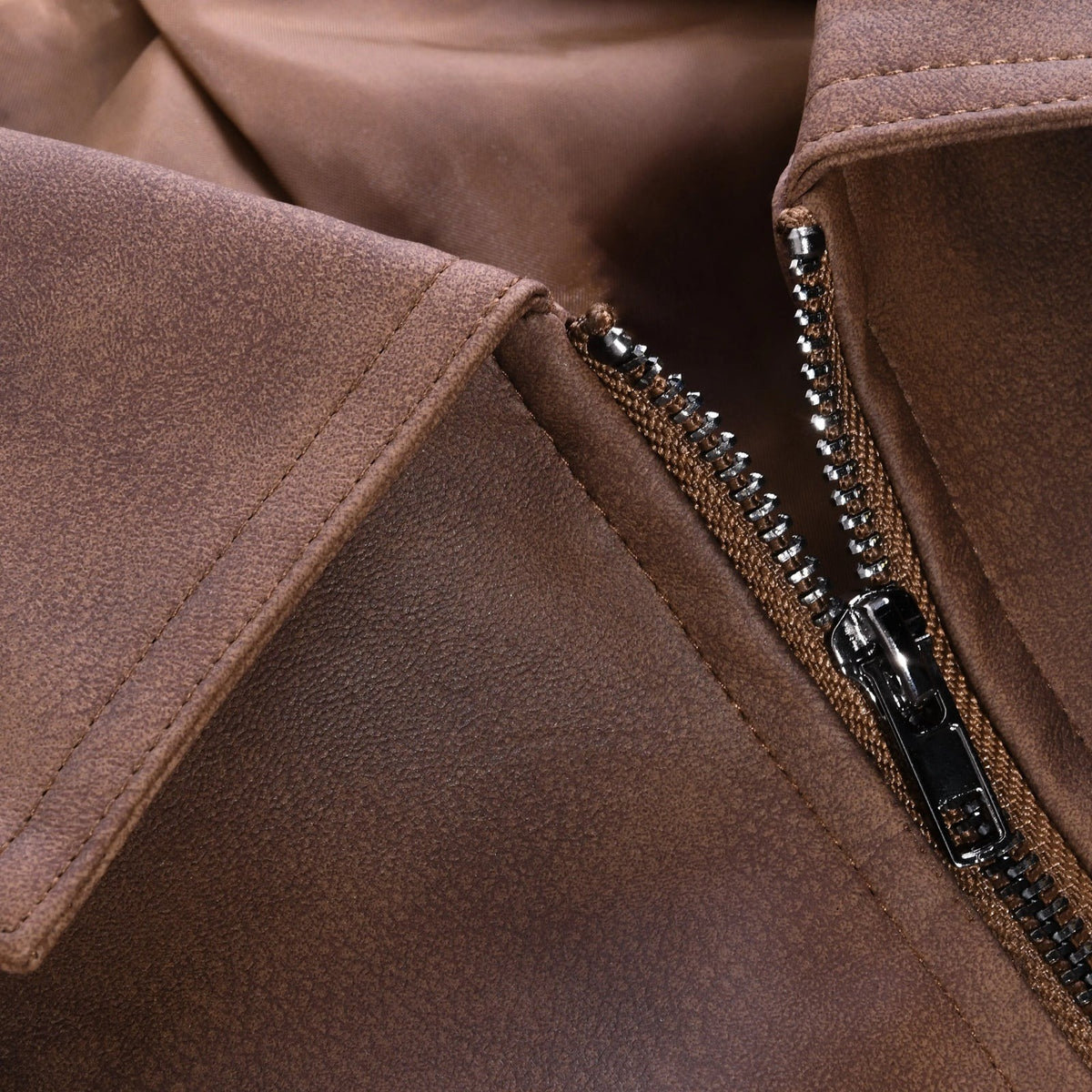 Vintage herenjack in suède look met overhemdkraag en doorlopende rits - beeld 5