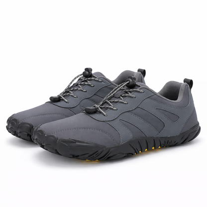 Unisex lage barefoot winterschoenen met koordsluiting en brede neus - grijs