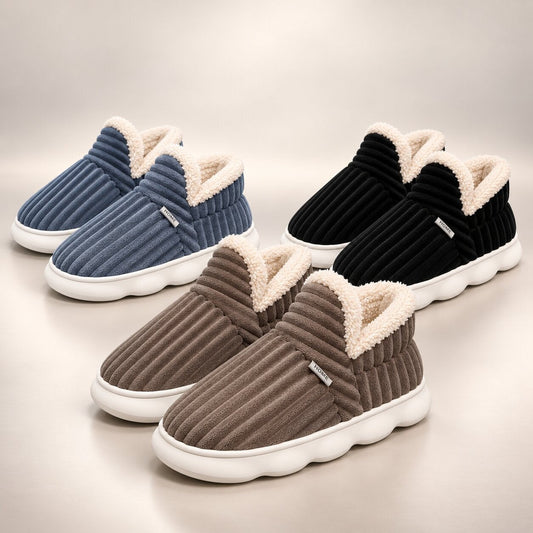 Warme herenpantoffels met pluche voering en golvende zool