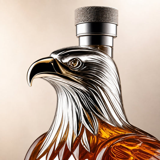 Glazen whiskykaraf in de vorm van een adelaar op een glazen voet - beeld 2
