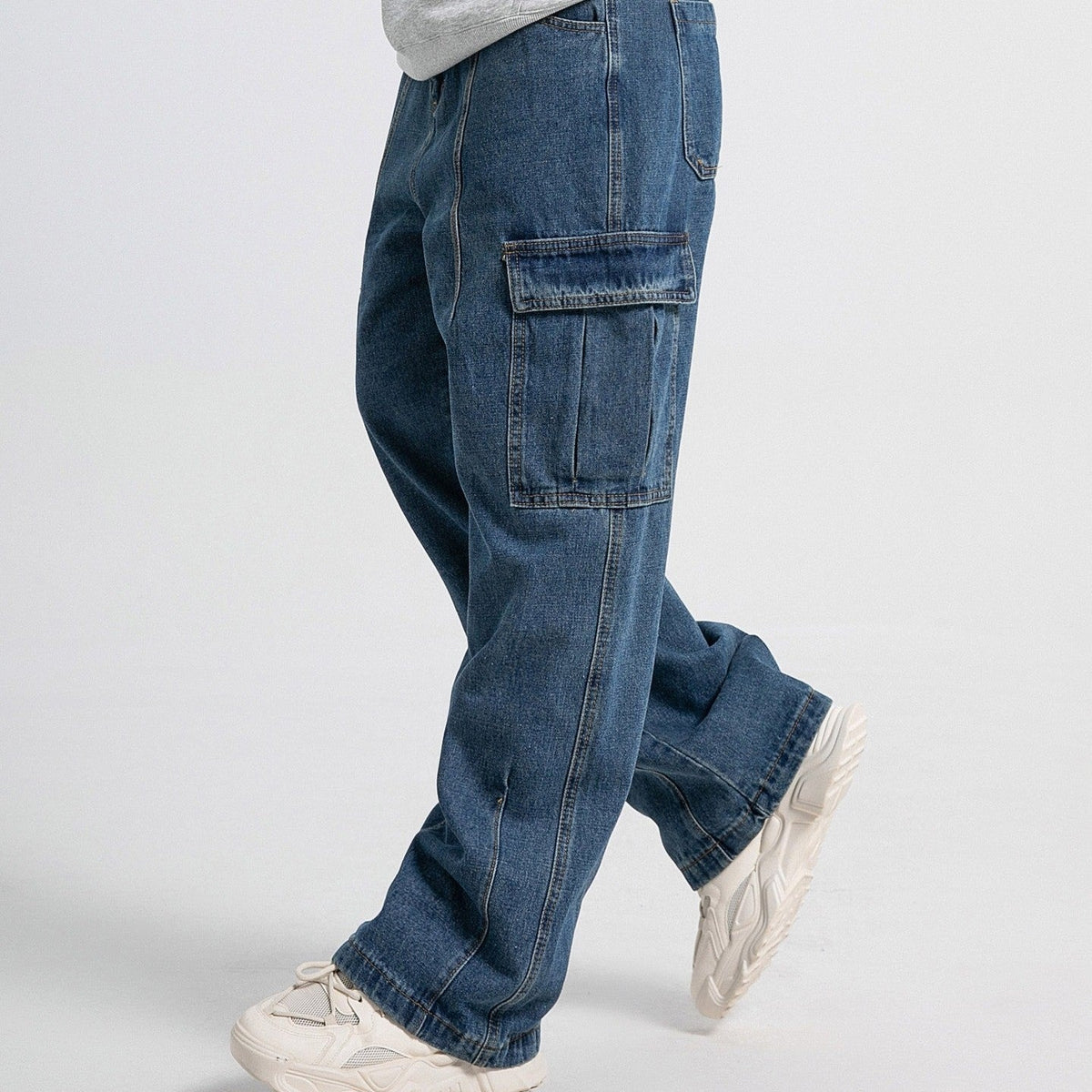 Wijde cargo jeans voor heren met klepzakken op de dijen en rechte pijp - beeld 2