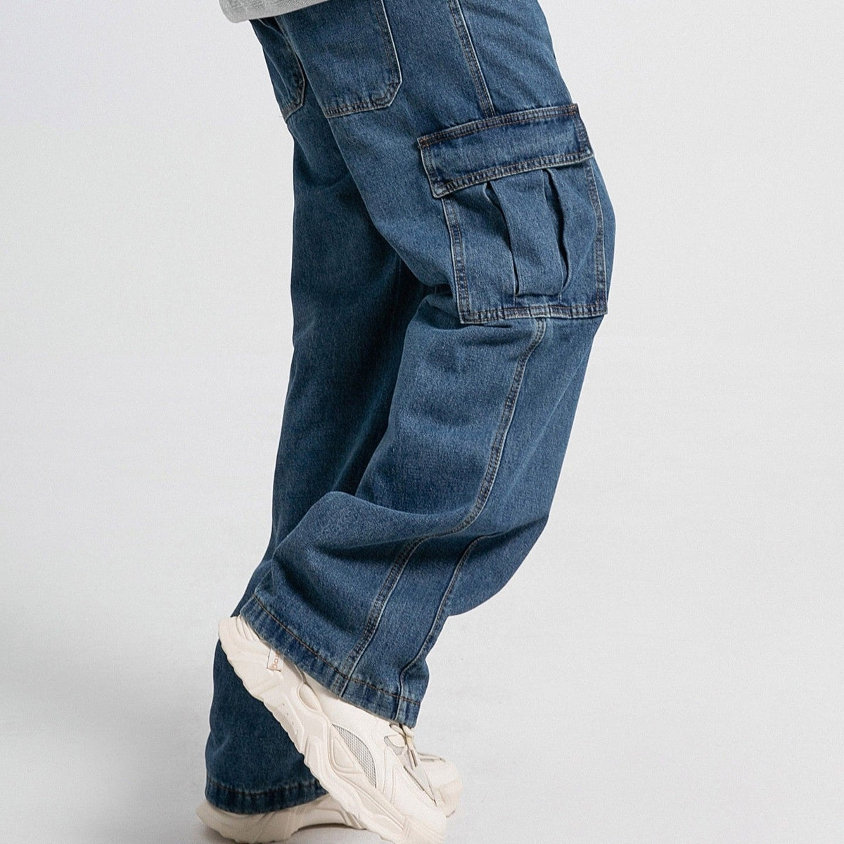 Wijde cargo jeans voor heren met klepzakken op de dijen en rechte pijp - beeld 5