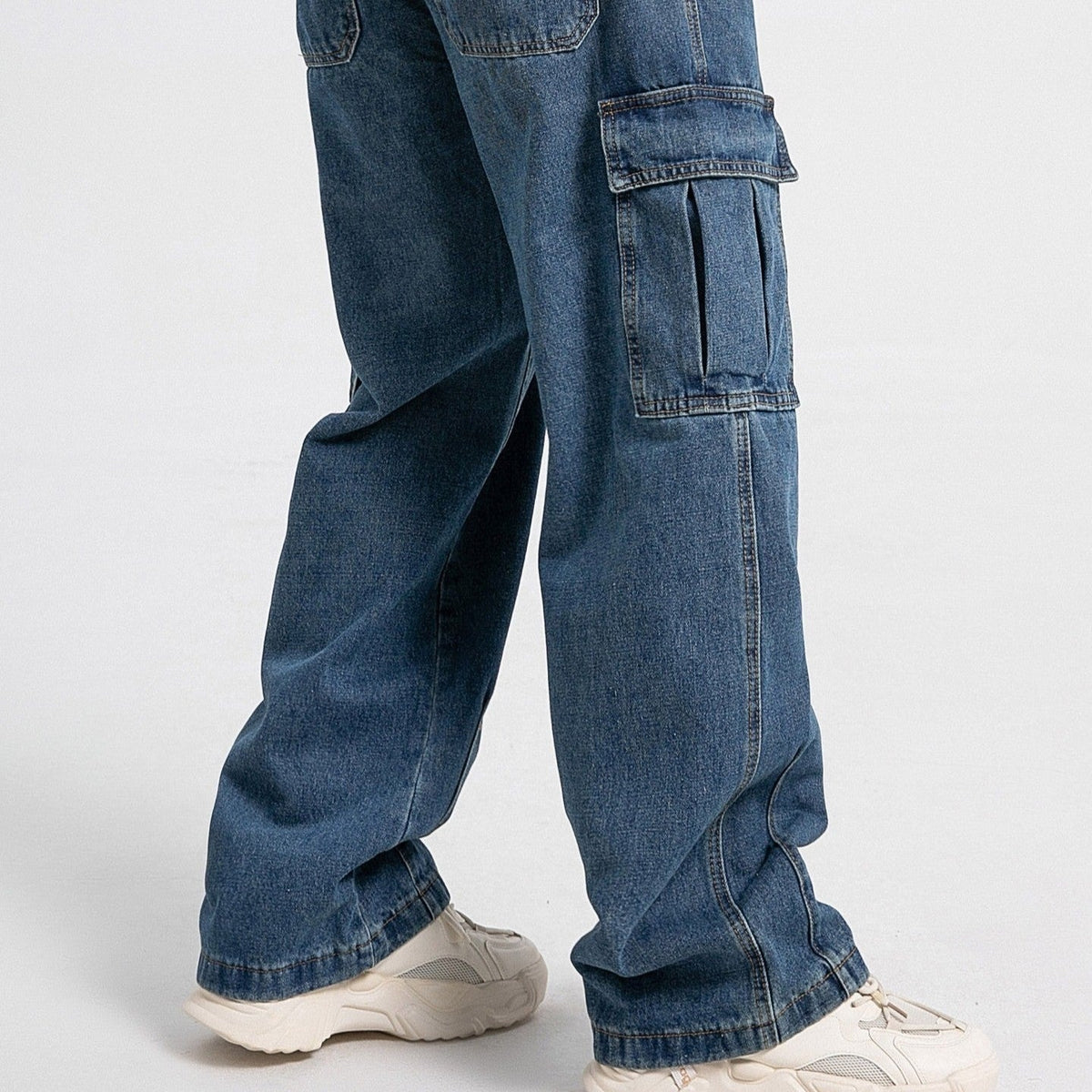 Wijde cargo jeans voor heren met klepzakken op de dijen en rechte pijp - beeld 6