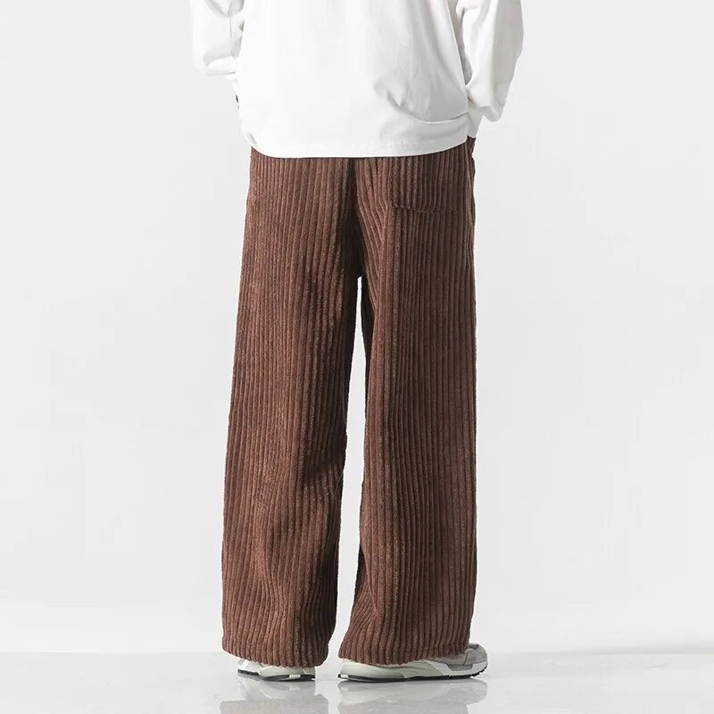 Wijde ribfluwelen broek voor heren met brede rib en trekkoord in de taille - beeld 10