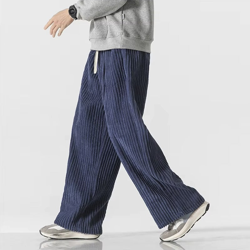 Wijde ribfluwelen broek voor heren met brede rib en trekkoord in de taille - beeld 2