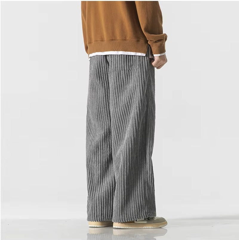 Wijde ribfluwelen broek voor heren met brede rib en trekkoord in de taille - beeld 7
