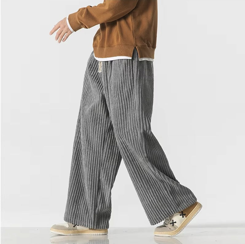 Wijde ribfluwelen broek voor heren met brede rib en trekkoord in de taille - beeld 8