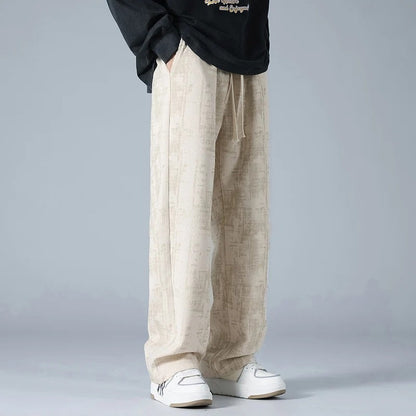 Wijde ribfluwelen broek voor heren met gemêleerde look en trekkoord in de taille - beeld 2