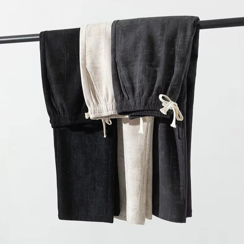 Wijde ribfluwelen broek voor heren met gemêleerde look en trekkoord in de taille - beeld 7