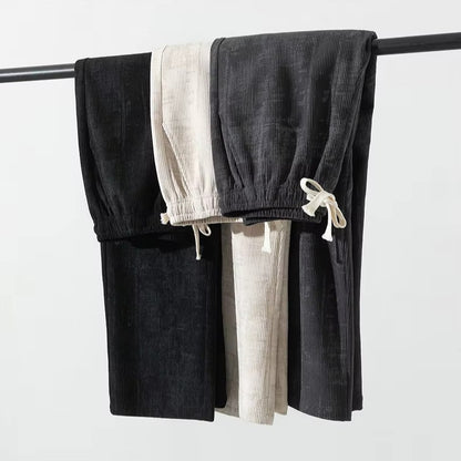 Wijde ribfluwelen broek voor heren met gemêleerde look en trekkoord in de taille - beeld 7