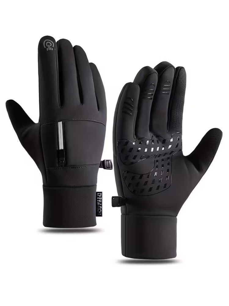 Winterhandschoenen met touchscreen-vinger, antislipprint en ritsvakje