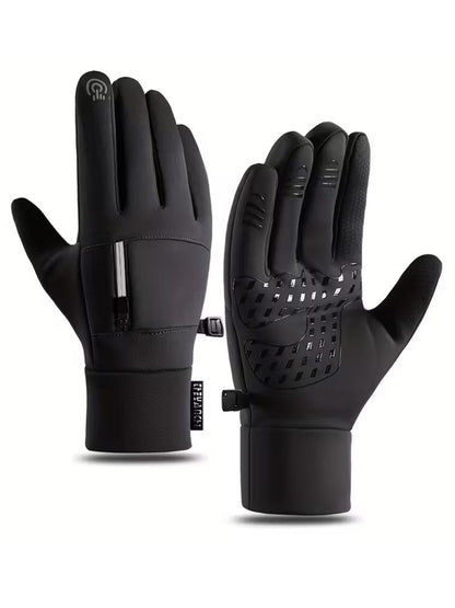 Winterhandschoenen met touchscreen-vinger, antislipprint en ritsvakje