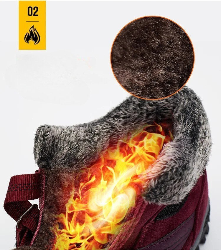 Unisex winterschoenen met elastische banden en bontkraag
