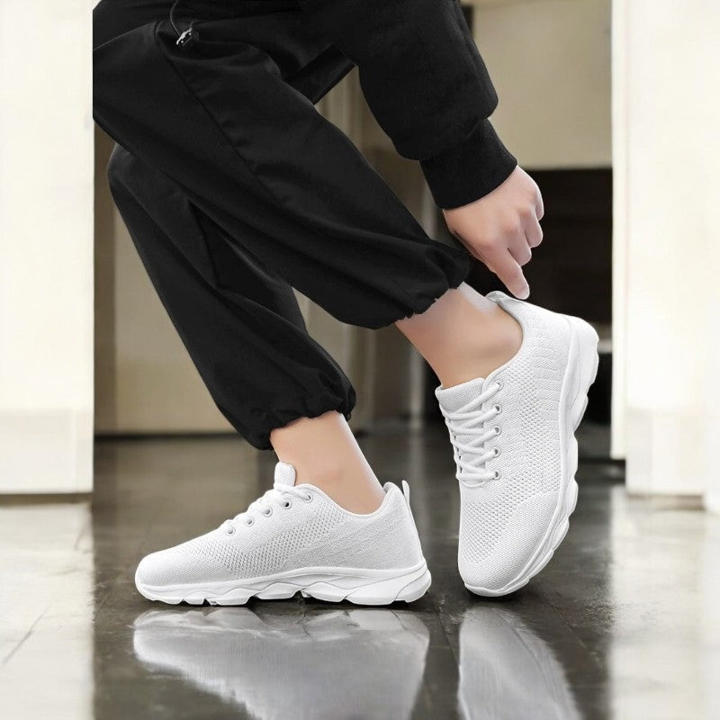 Herensneakers van mesh met lichte schokdempende zool en veters - beeld 4