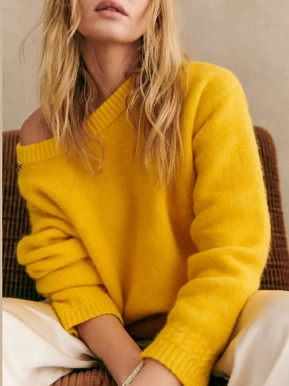 Gebreide Trui - Vrouwen - Effen, Warm voor Herfst/Winter - O-hals, Lange Mouwen - Nieuwe Collectie