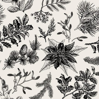 Zelfklevend kerstbehang op een rol van 45 cm breed met een kerstprint - zwart-witte kerstster