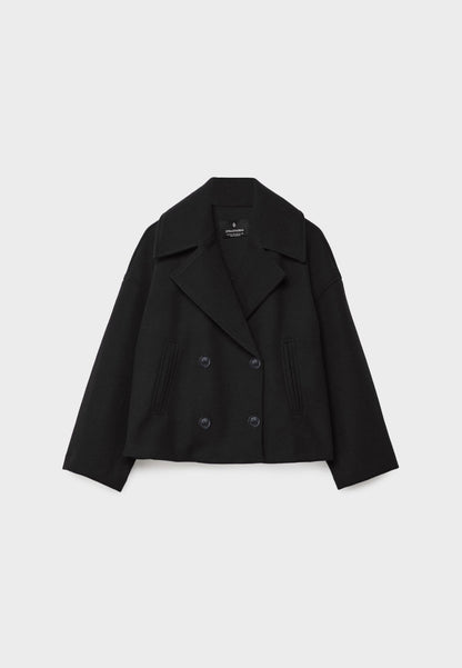 Korean Fashion - Korte Dames Jas met Dubbele Rij Knopen en Tijdloos Design