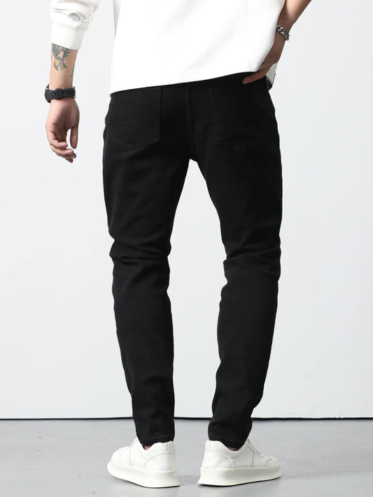 Zwarte skinny jeans voor heren met smalle pijp tot aan de enkel en vijf zakken - beeld 2