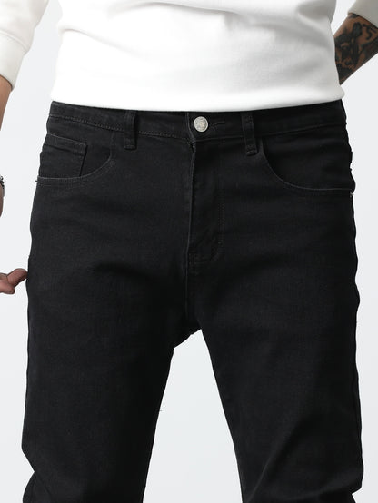 Zwarte skinny jeans voor heren met smalle pijp tot aan de enkel en vijf zakken - beeld 3