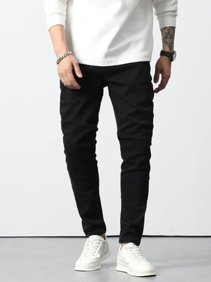 Zwarte skinny jeans voor heren met smalle pijp tot aan de enkel en vijf zakken - beeld 6