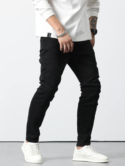 Zwarte skinny jeans voor heren met smalle pijp tot aan de enkel en vijf zakken - beeld 7